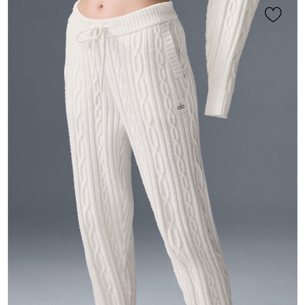 ALO Cable Knit Winter Bliss Pants - Ivory XS